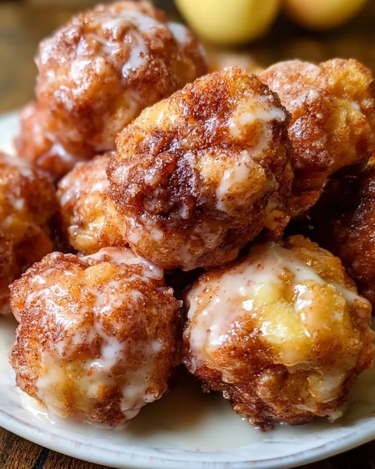 Delicious homemade Apple Fritter Bites on a plate with a dusting of sugar
