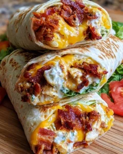 Delicious cheesy bacon ranch wraps ready to be served