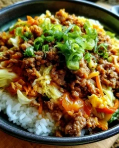 Deconstructed egg rolls showcasing fresh ingredients and vibrant colors