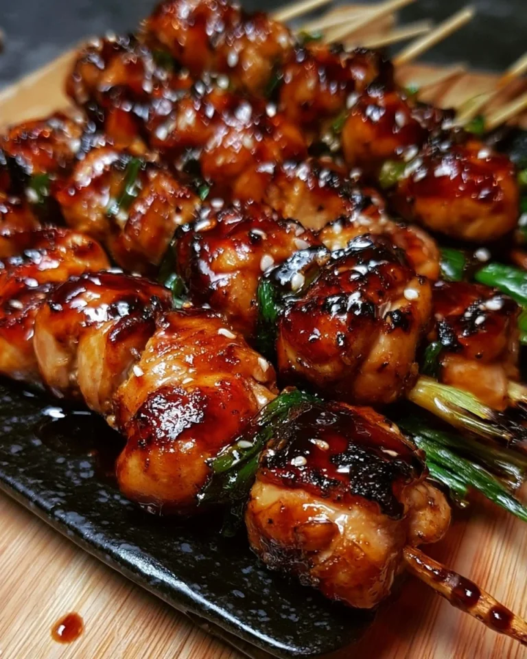Delicious easy Japanese chicken skewers on the grill