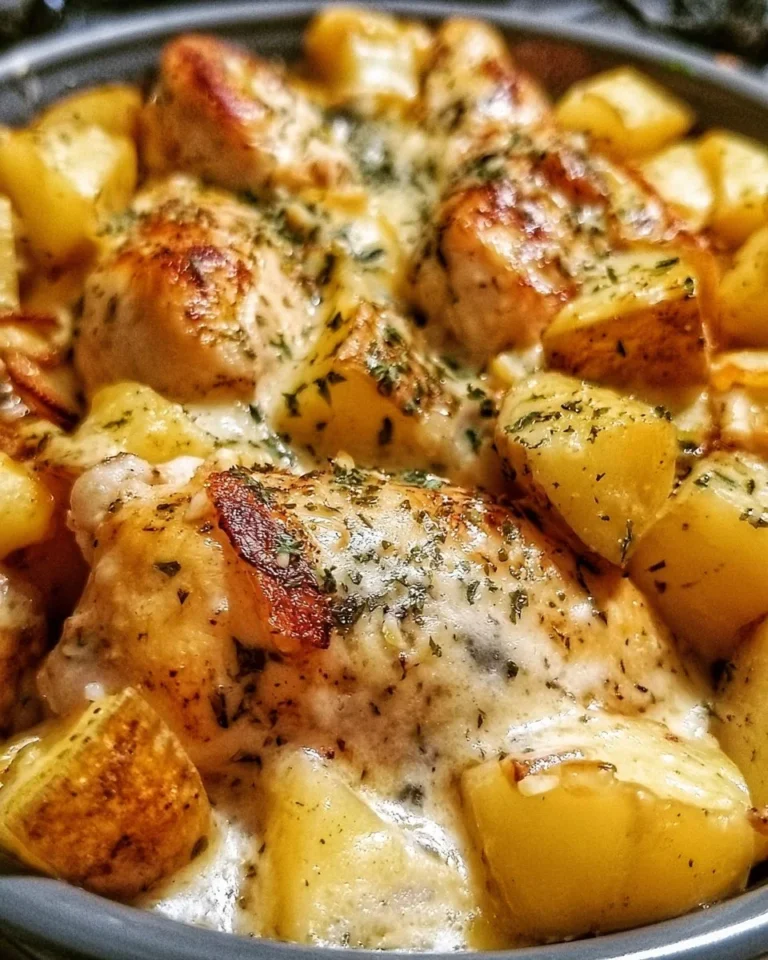 Garlic Parmesan Crockpot Chicken served with roasted potatoes