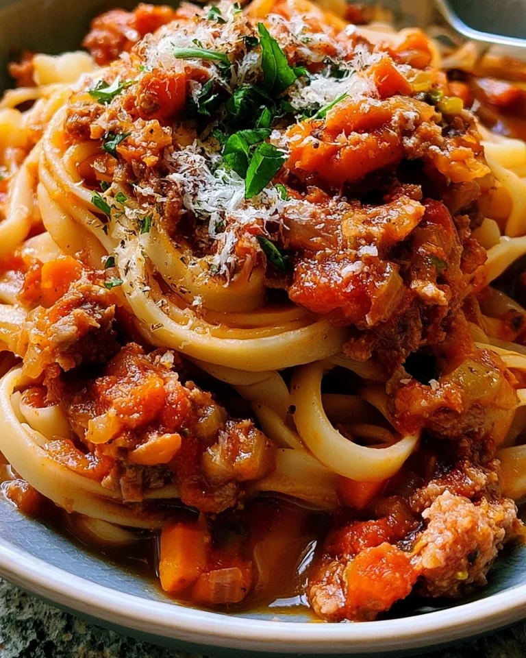 Delicious homemade Bolognese Sauce simmering on the stove