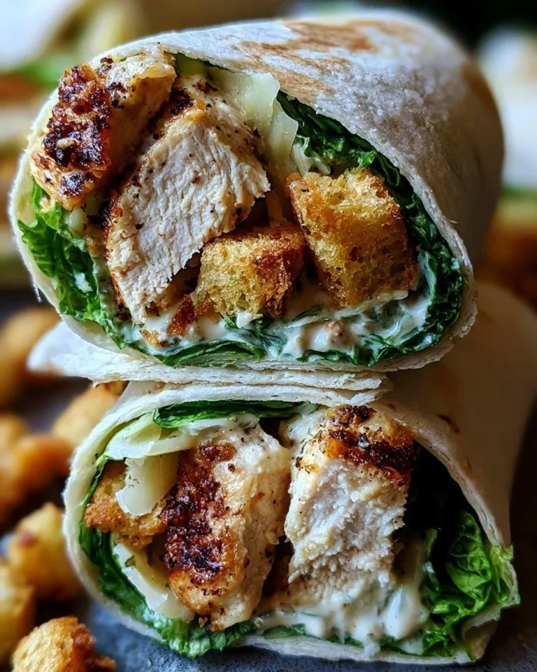 Chicken Caesar Wrap filled with grilled chicken and fresh lettuce in a tortilla