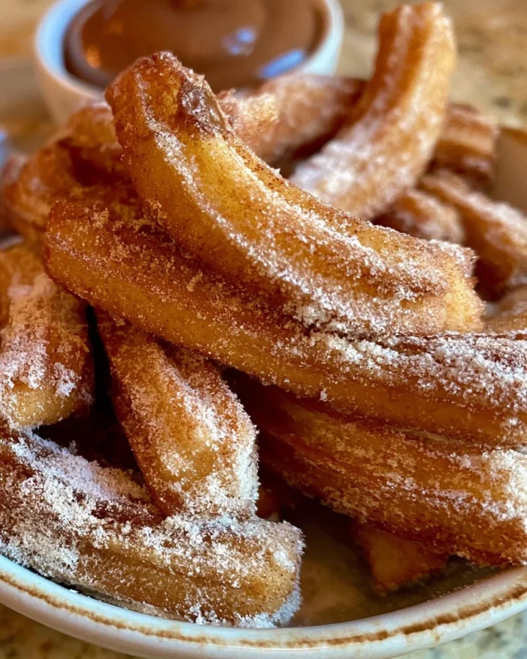 Freshly made churros dusted with sugar and served with chocolate sauce