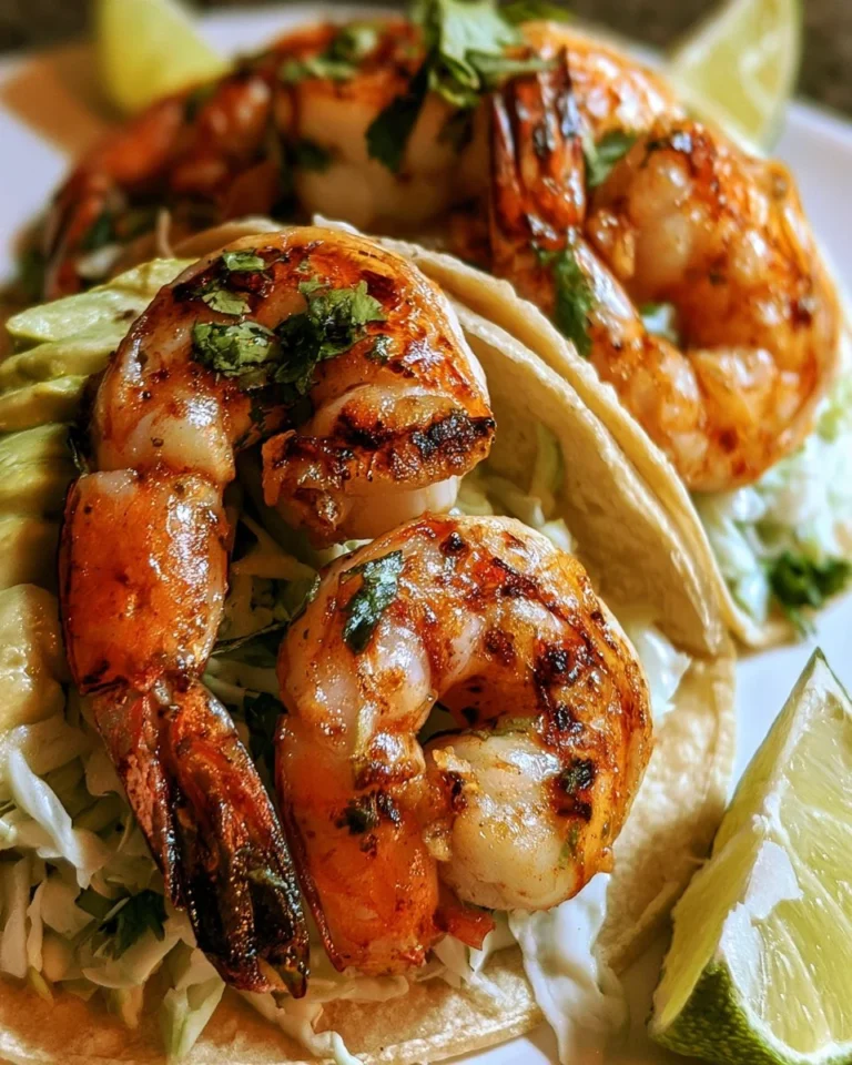 Cilantro lime shrimp tacos served with fresh toppings on a plate