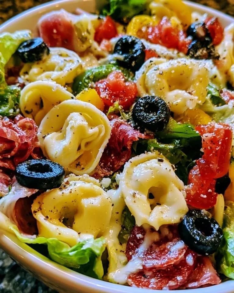 Italian Grinder Tortellini Salad with fresh ingredients and vibrant colors