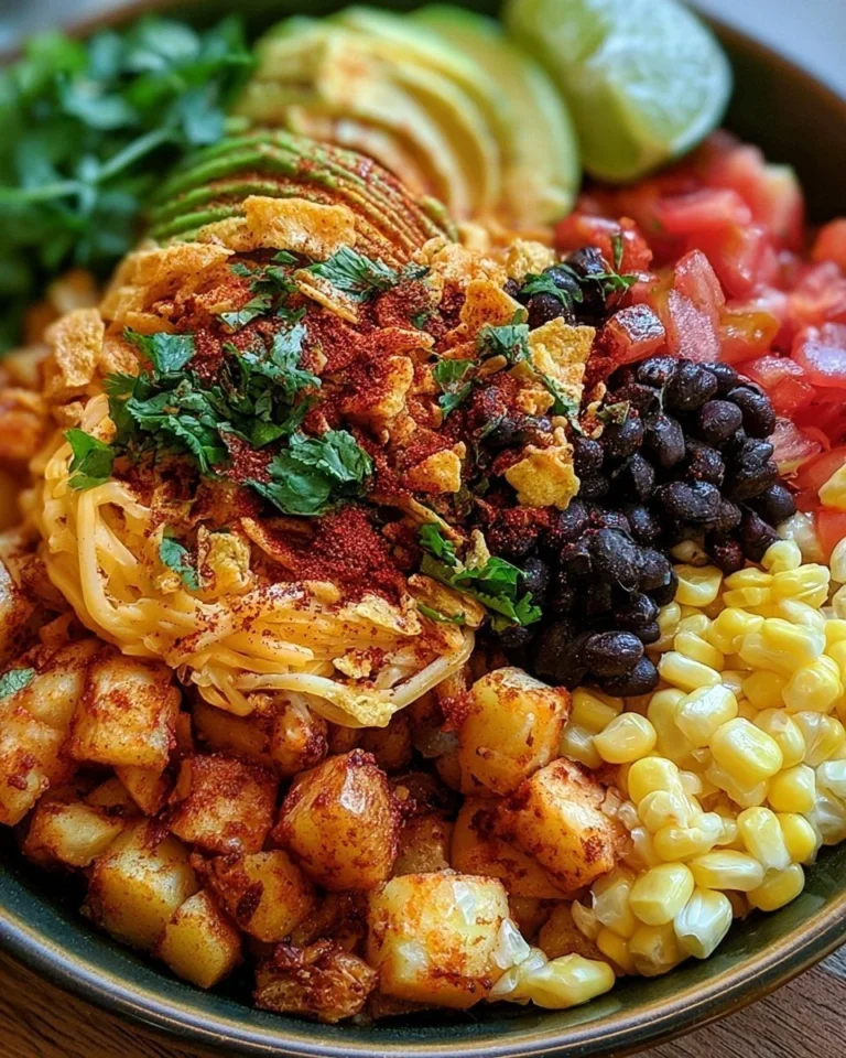 Loaded Potato Taco Bowl with toppings served in a bowl