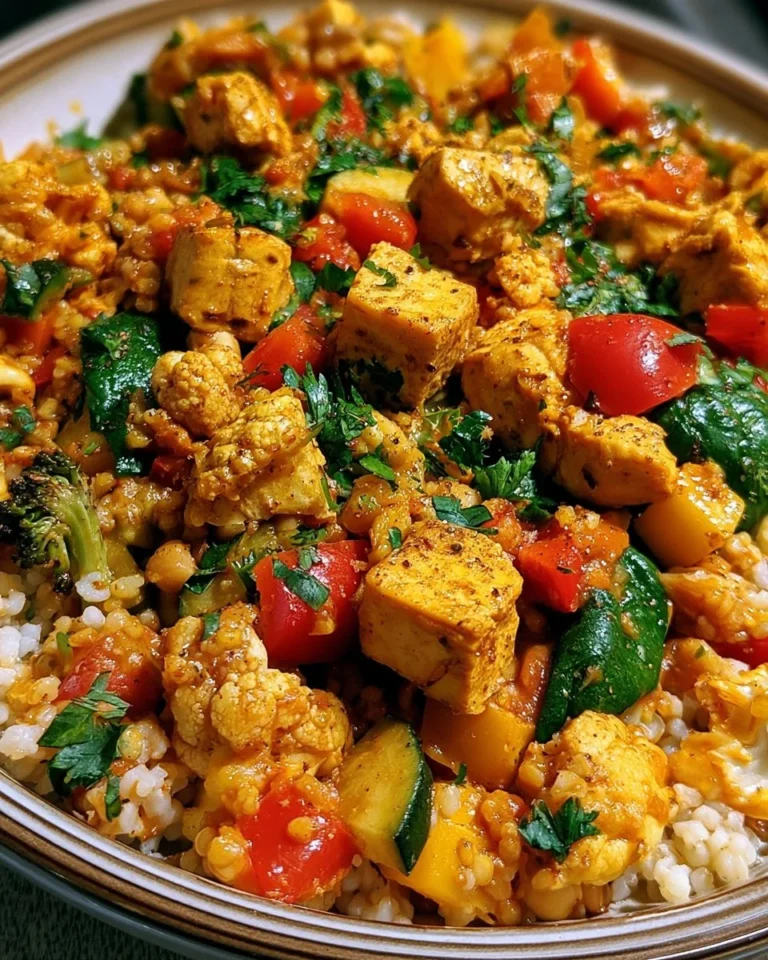Delicious one-pan dinner featuring vibrant vegetables and succulent protein.
