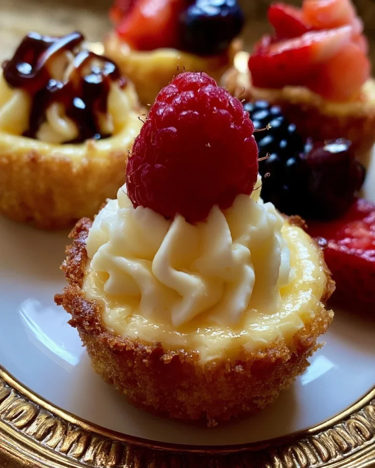 Assorted mini cheesecakes on a decorative plate