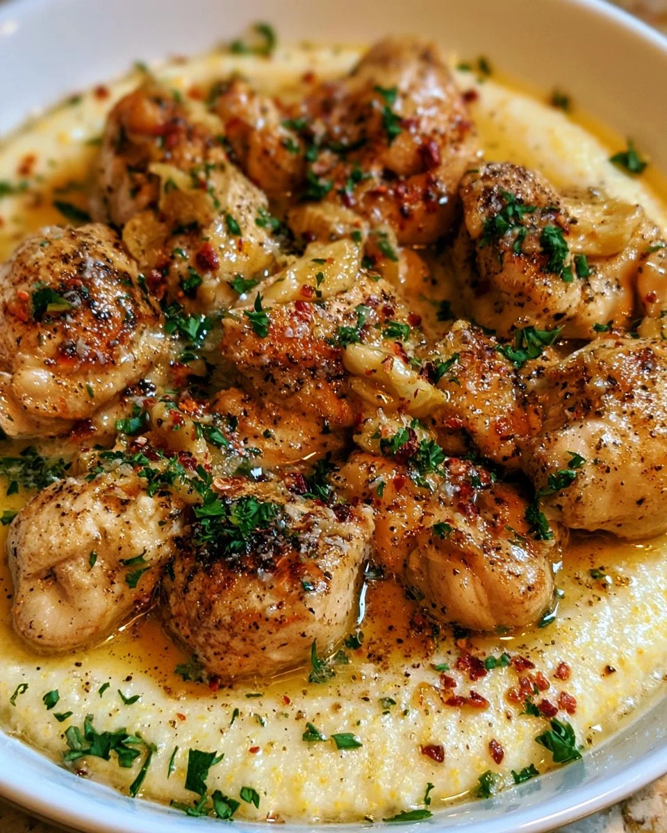 Southern Chicken Scampi with Creamy Parmesan Grits